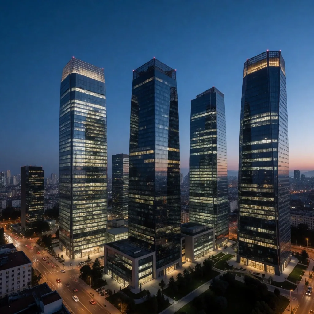 Levent ve Maslak iş bölgesi akşam manzarası