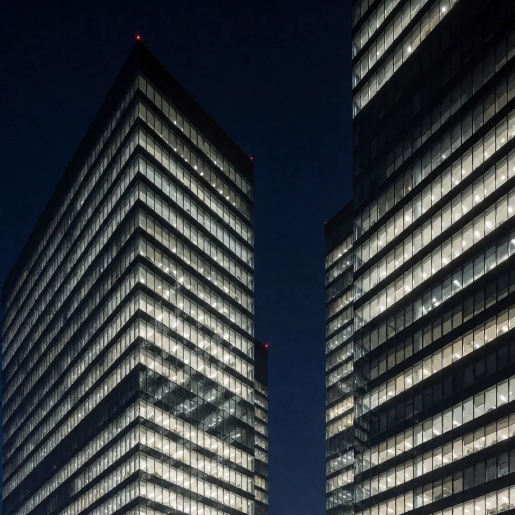 Levent ve Maslak gökdelen gece silüeti