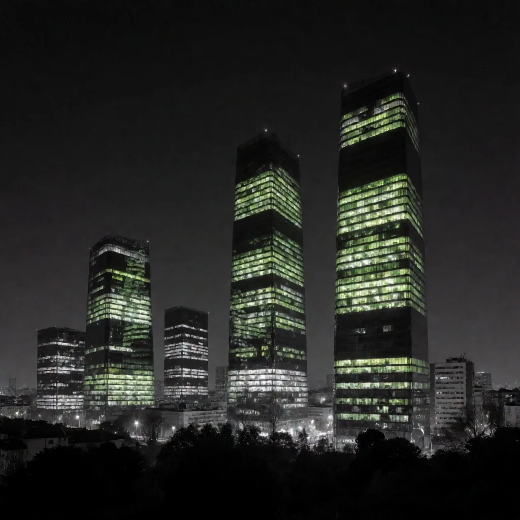 Levent İstanbul gece silüeti ve gökdelenler